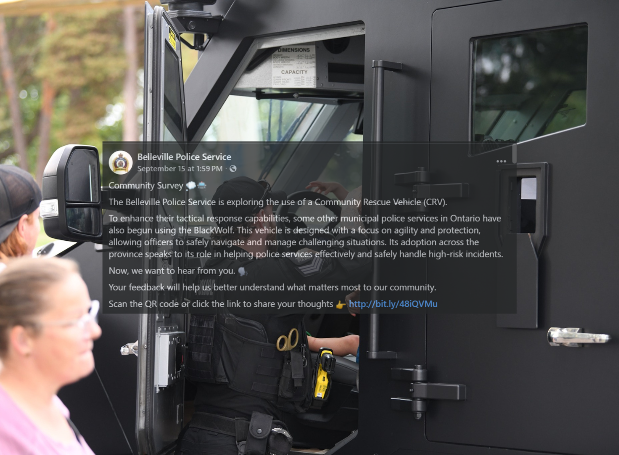 Belleville Police Want Your Opinion on This New Armored Vehicle